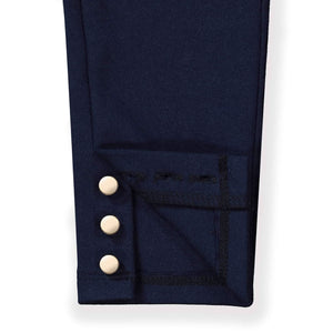 Organic Cotton Button Cuff Ponte Baby Pant, Navy
