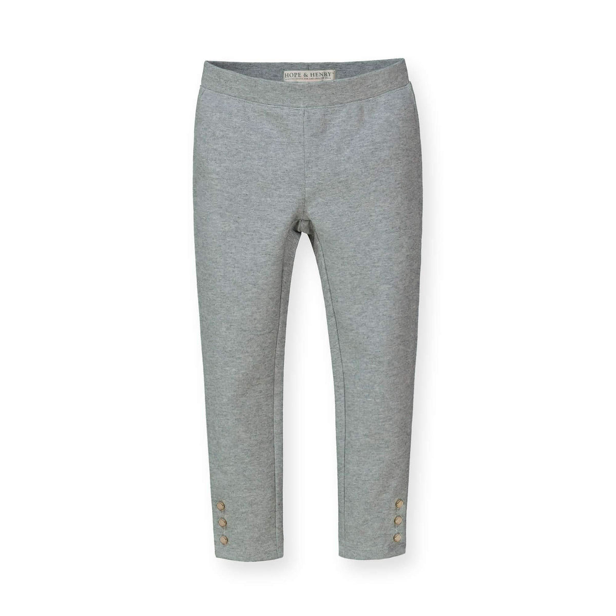 Organic Cotton Button Cuff Ponte Baby Pant, Gray