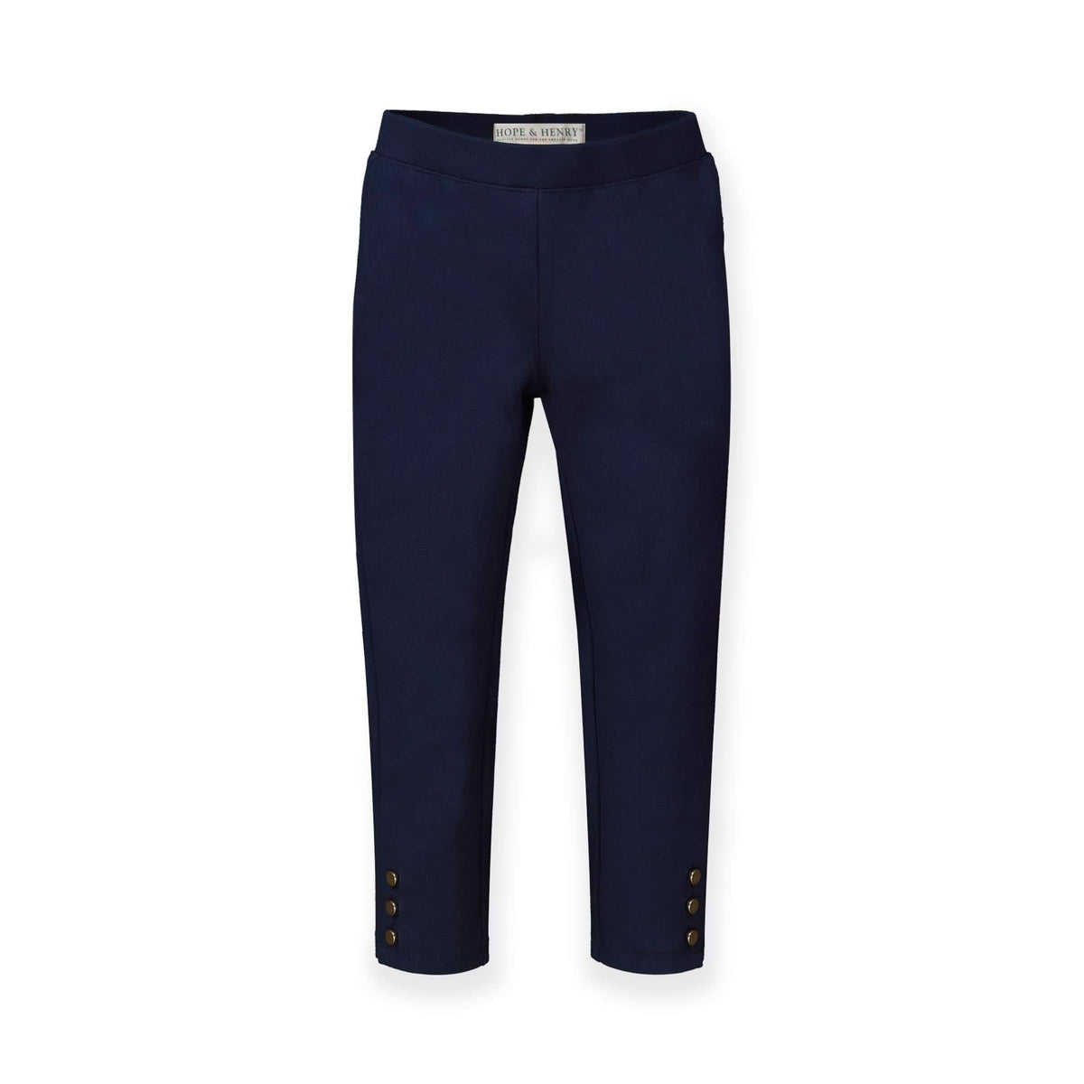 Organic Cotton Button Cuff Ponte Baby Pant, Navy