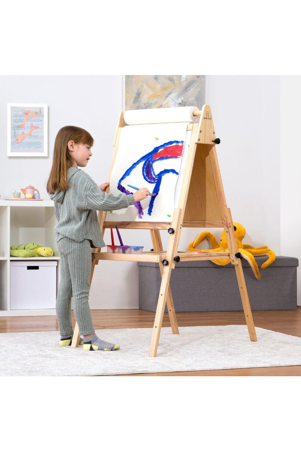Foldable Kids Easel – 3 Adjustable Heights, Art Station for Drawing & Painting