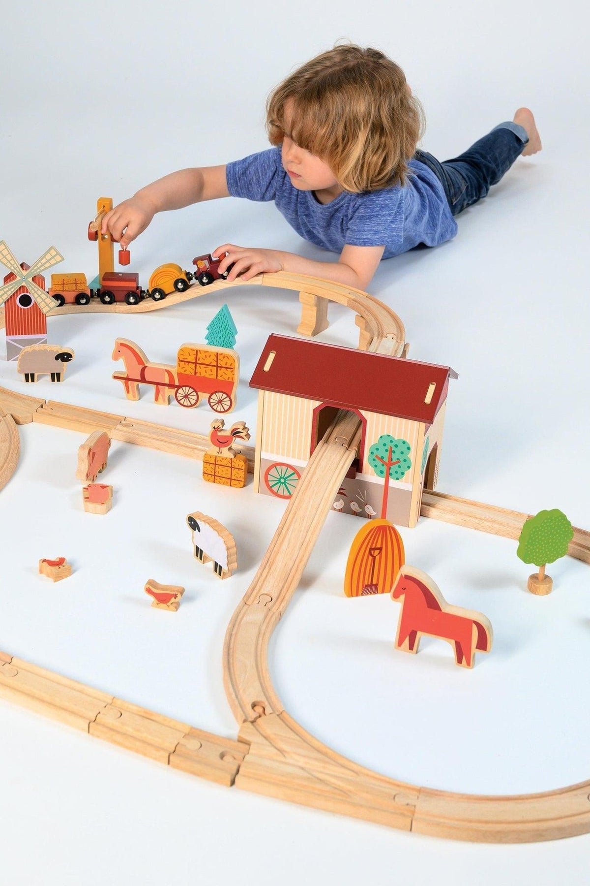 Farmyard Train Set | Mentari Wooden Toys