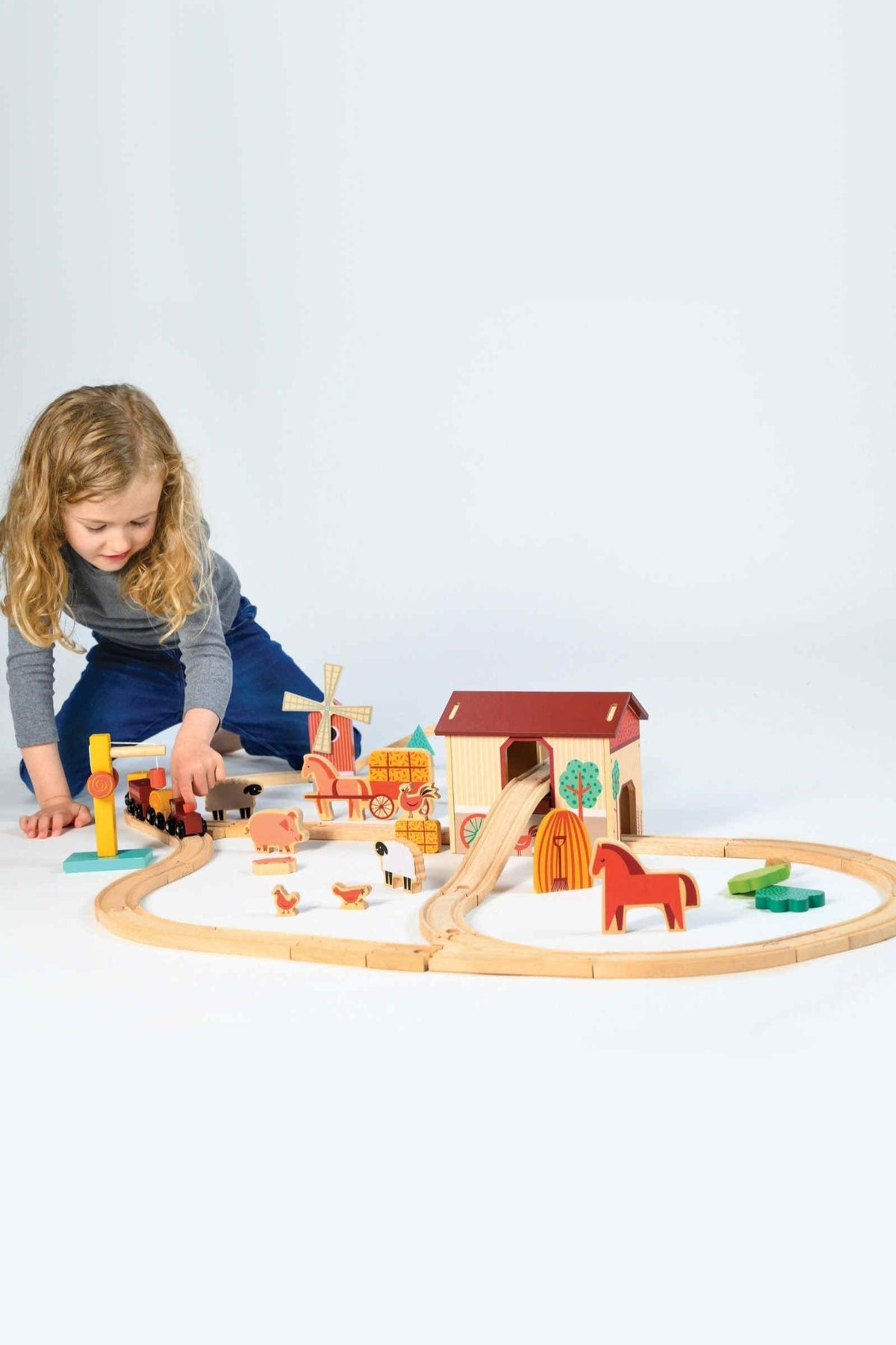 Farmyard Train Set | Mentari Wooden Toys