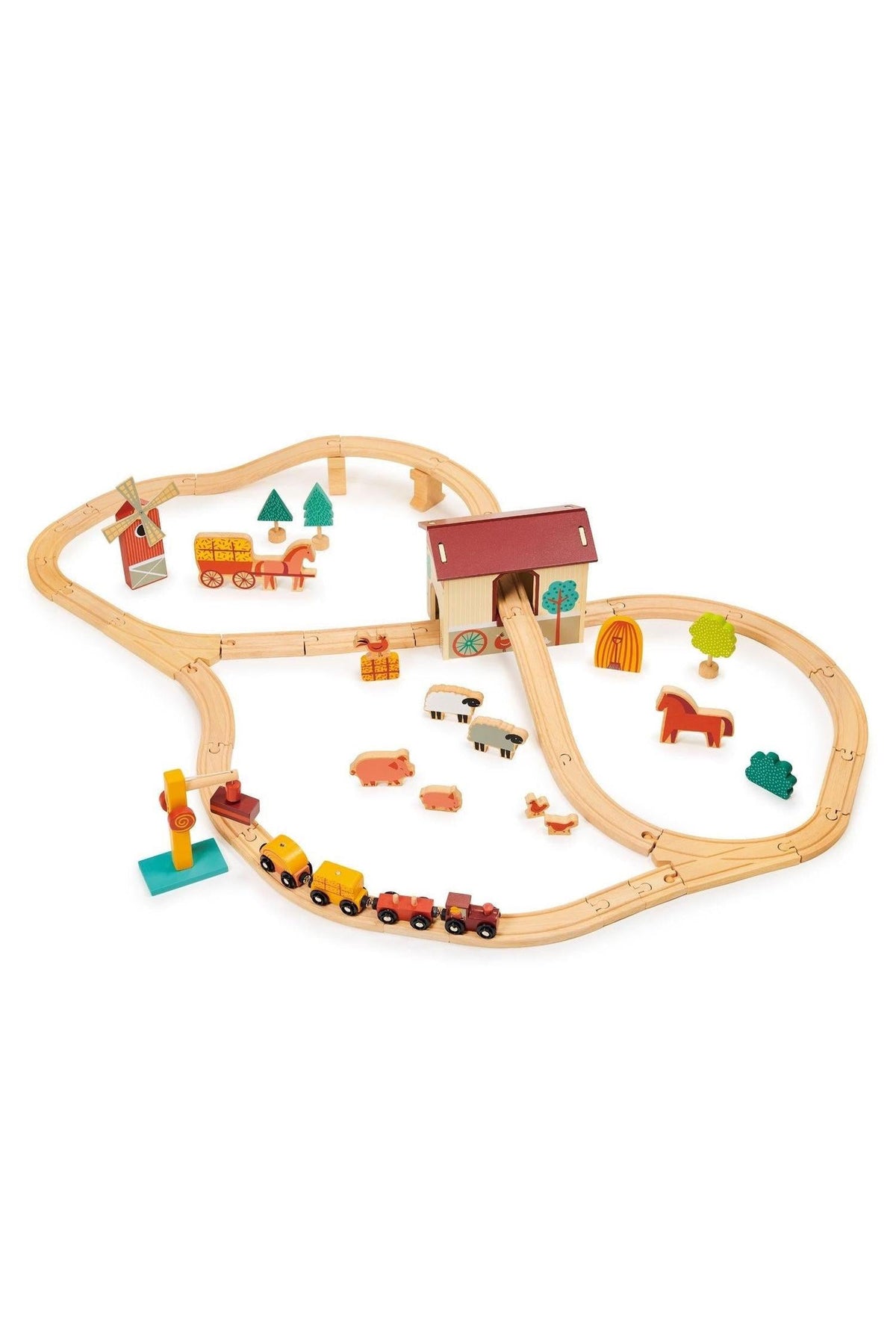 Farmyard Train Set | Mentari Wooden Toys