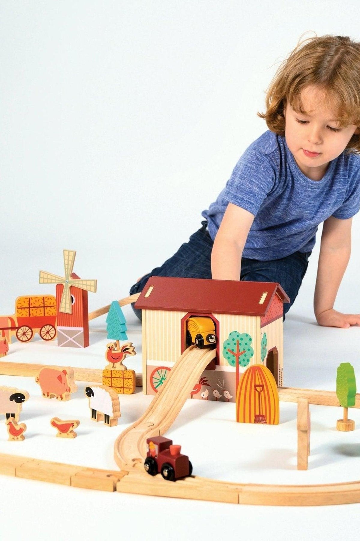 Farmyard Train Set | Mentari Wooden Toys