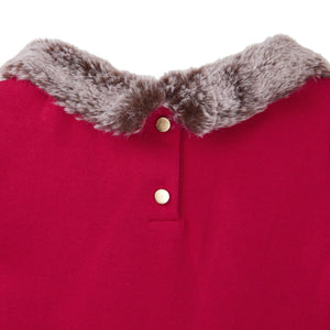 Organic Cotton Fit and Flare Ponte Baby Dress with Faux Fur, Red