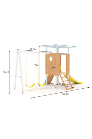 Forest Small Outdoor Toddler Swing Set | Compact Wooden Swing Frame for Babies & Kids