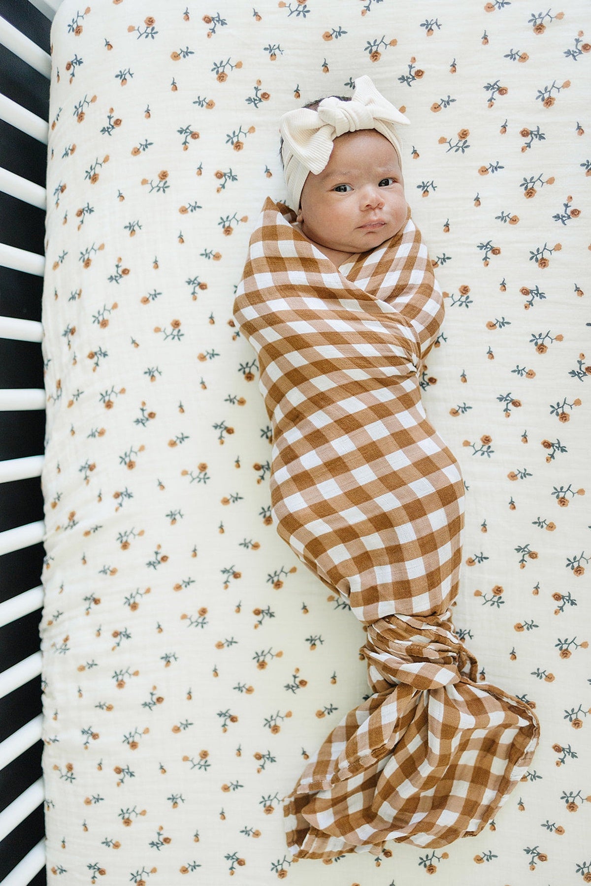 Mebie Baby  Cream Floral Muslin Crib Sheet | 100% Cotton | Baby Essentials