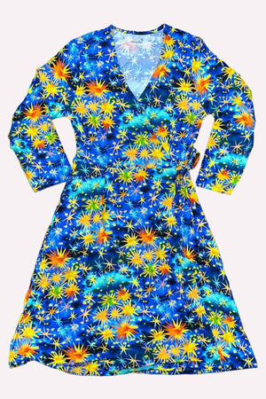 Starry Starry Night Women's 3/4 Sleeve Wrap Dress - Bamboo