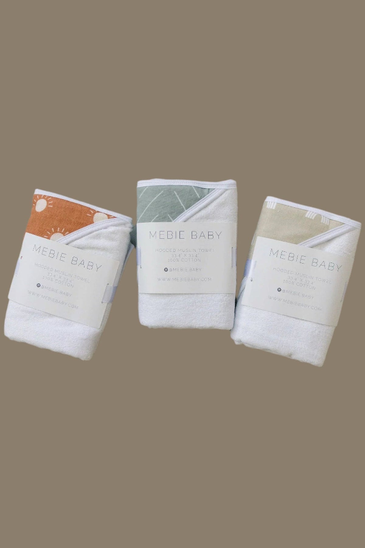 Mebie Baby  Desert Sage Muslin Hooded Towel | 100% Cotton | Baby Essentials