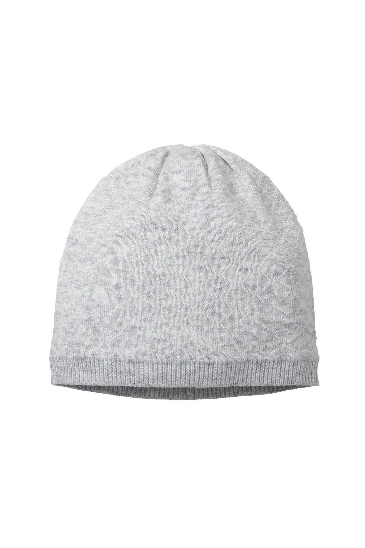 Light gray jacquard knit beanie made from 100% organic cotton. The soft fabric features a textured pattern, ideal for keeping babies warm.