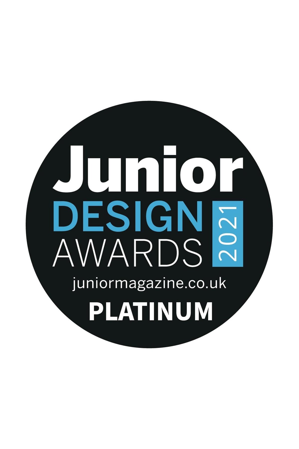Logo for the Junior Design Awards 2021, featuring a circular design with Junior and DESIGN AWARDS text in bold.