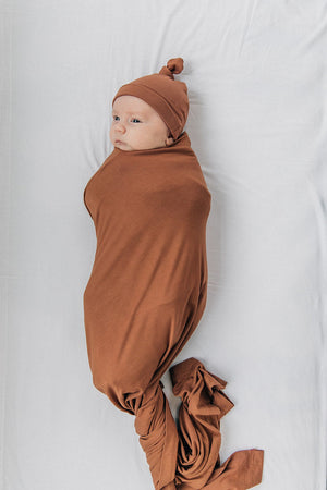 Rust Stretch Swaddle Blanket | Bamboo | Baby Essentials