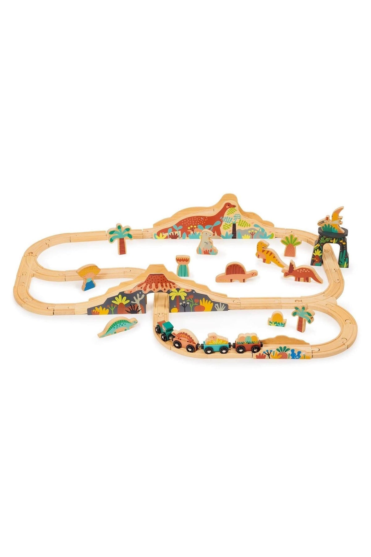 Lost World Dinosaur Railway Set | Mentari Wooden Toys