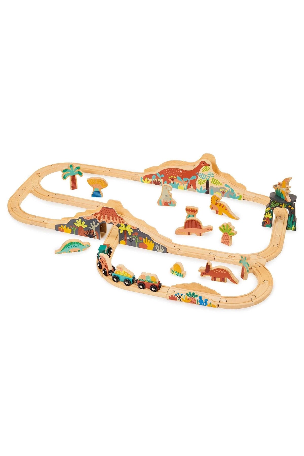 Lost World Dinosaur Railway Set | Mentari Wooden Toys