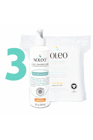 NOLEO DUO: 3-in-1 Diaper Rash Cream & Large Cotton Pads | Bundle