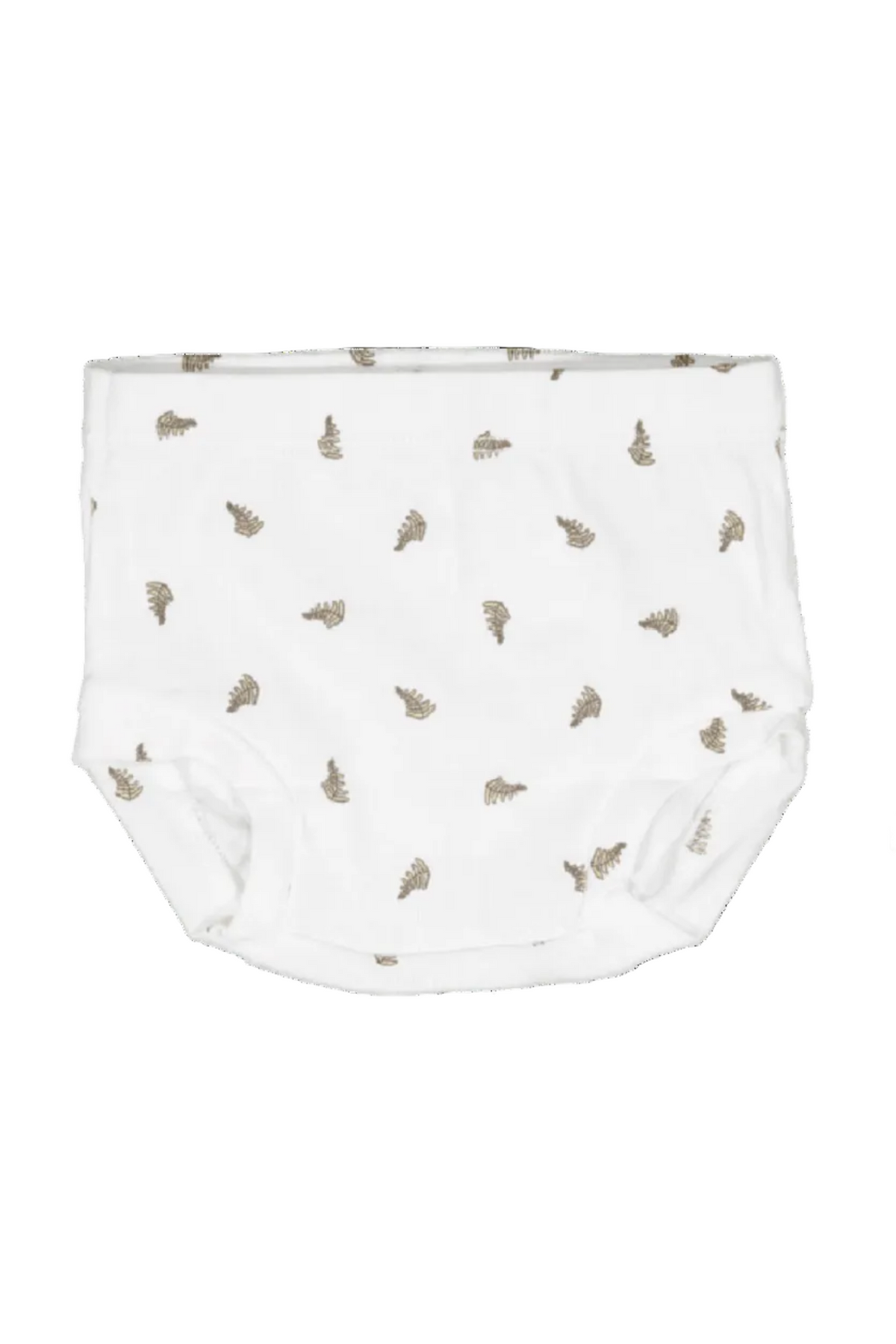 White leaf cotton bloomers feature a soft, organic cotton fabric with a playful print. Perfect for babies and toddlers, these comfy bloomers are ideal for warm, sunny days.