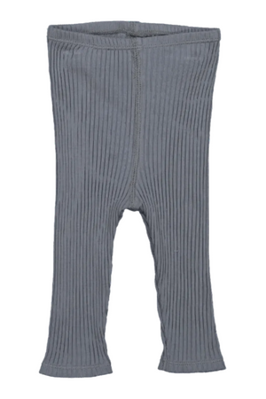 Slate cotton leggings in a ribbed texture, designed for babies and toddlers. Made from soft, stretchy fabric, they offer comfort and versatility for everyday wear.