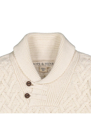 Hope & Henry Shawl Collar Organic Cotton Cable Sweater