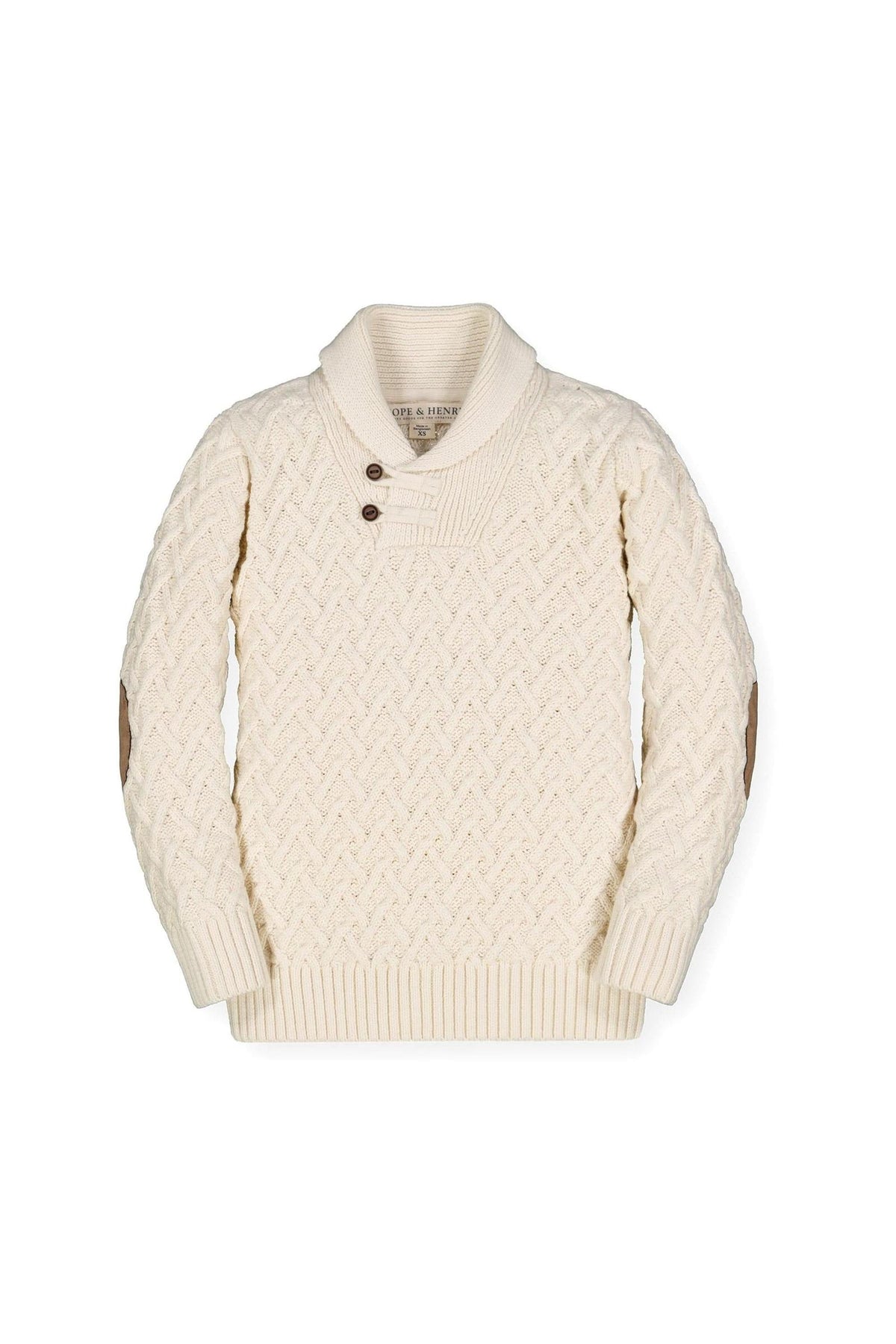 Hope & Henry Shawl Collar Organic Cotton Cable Sweater