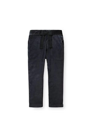 Straight Dressy Pant with Bow Black Velveteen