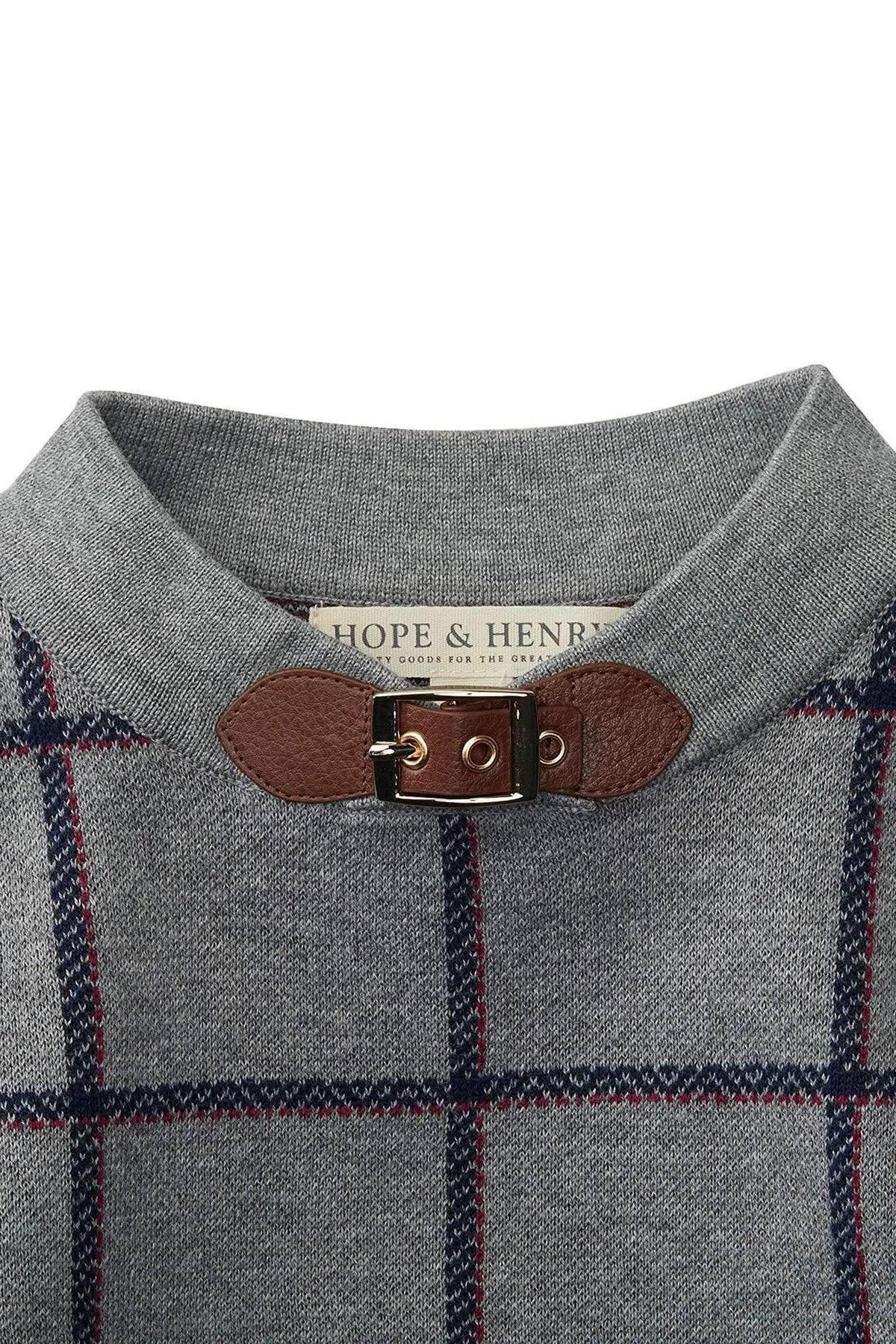 Hope & Henry Organic Cotton Sweater Cape, Gray Plaid, Toddler & Kids