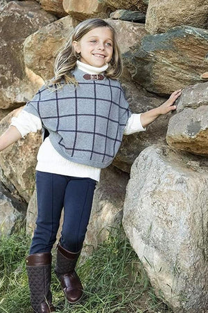 Hope & Henry Organic Cotton Sweater Cape, Gray Plaid, Toddler & Kids