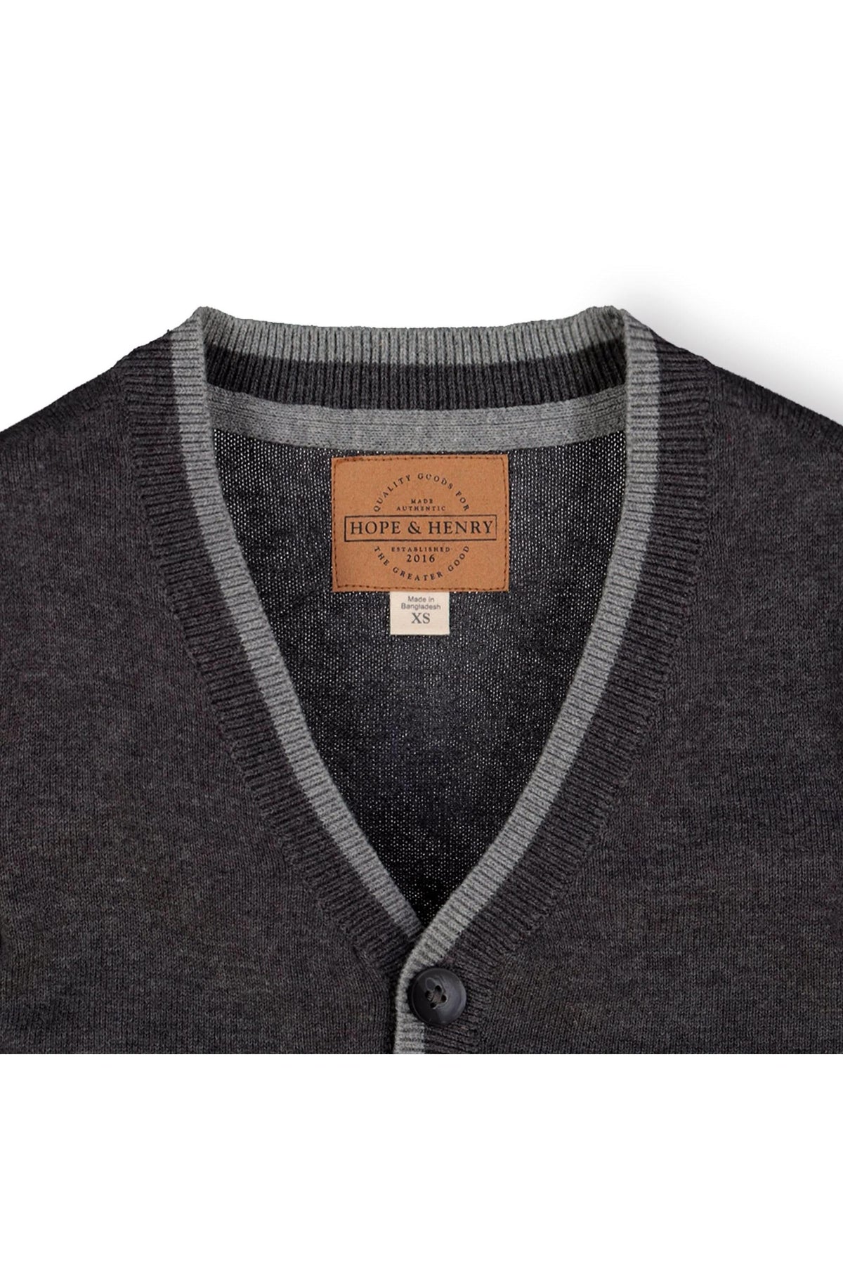 Hope & Henry Organic Cotton Tipped Cardigan with Elbow Patches - Baby