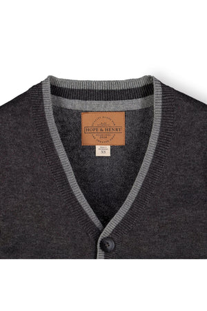 Hope & Henry Organic Cotton Tipped Cardigan with Elbow Patches - Baby