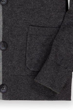 Hope & Henry Organic Cotton Tipped Cardigan with Elbow Patches - Baby