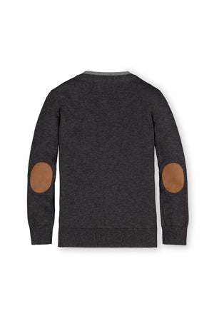 Hope & Henry Organic Cotton Tipped Cardigan with Elbow Patches - Baby